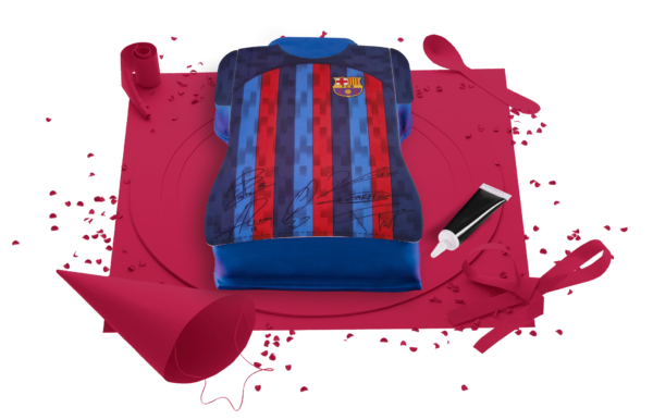 [Visuel du gâteau FC Barcelone représentant le maillot de l'équipe]
