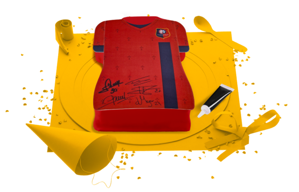 [Visuel du gâteau Stade Rennais représentant le maillot de l'équipe]