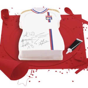[Visuel du gâteau Olympique Lyonnais représentant le maillot de l'équipe]