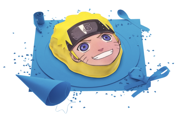 [Visuel du gâteau Naruto représentant le visage du personnage de manga]