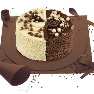 [Visuel du gâteau Moitié & MOITIE saveur chocolat et saveur vanille]
